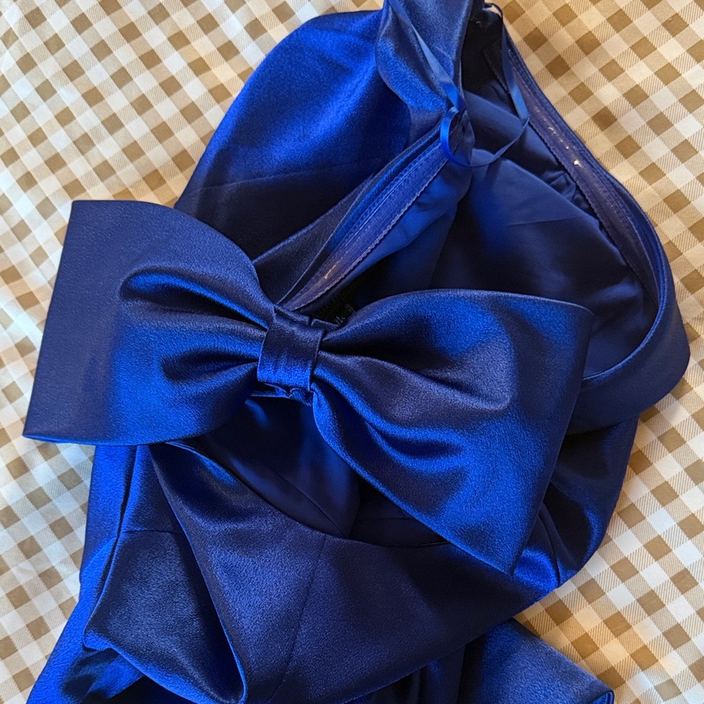 Adrianna Papell Royal Blue One-Shoulder Dress. Day or night dress